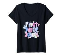 Femme Texte à motif du premier jour d'école T-Shirt avec Col en V