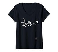 Femme Texte d'amour écrit Dessus | Marque Italienne Authentique DolceSenso T-Shirt avec Col en V