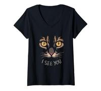 Femme Texte de la déclaration « I See You » (yeux T-Shirt avec Col en V