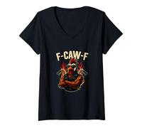 Femme Texte F CAW F avec Oiseau Motard Coq Hors-la-Loi T-Shirt avec Col en V