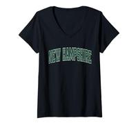 Femme Texte rétro Vert Vintage New Hampshire T-Shirt avec Col en V