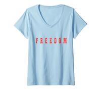 Femme Texte Rouge liberté, Design Minimaliste, Typographie grasse Graphique T-Shirt avec Col en V