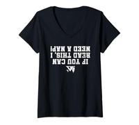 Femme Texte uni à l'envers Amusant pour Le Camping : If You Can Read This T-Shirt avec Col en V