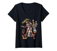 Femme Tezcatlipoca Dieu Mythologie Aztèque Ancienne Maya T-Shirt avec Col en V