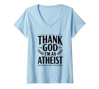 Femme Thank God I'm an athée T-Shirt avec Col en V
