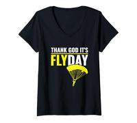 Femme Thank God It's Flyday Parachutiste parachutiste parachutisme parachutisme parachutiste T-Shirt avec Col en V