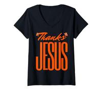 Femme Thank Jesus Christian God Love Faith Men Women Girls Boys T-Shirt avec Col en V