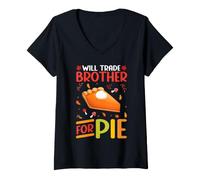 Femme Thanksgiving échangera Son frère Contre des Feuilles d'automne d'automne T-Shirt avec Col en V