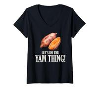 Femme Thanksgiving Sweet Patate Let's Do The Yam Thing T-Shirt avec Col en V