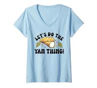 Femme Thanksgiving Sweet Patate Let's Do The Yam Thing T-Shirt avec Col en V