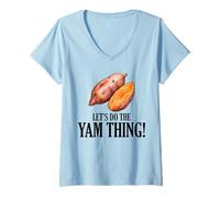 Femme Thanksgiving Sweet Patate Let's Do The Yam Thing T-Shirt avec Col en V