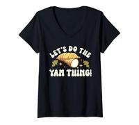 Femme Thanksgiving Sweet Patate Let's Do The Yam Thing T-Shirt avec Col en V