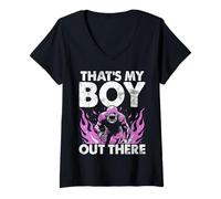 Femme That's My Boy Out There Football Mom T-Shirt avec Col en V