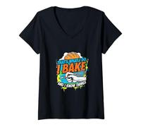 Femme That's What I Do I Bake and I Know Things Baking Apparel T-Shirt avec Col en V