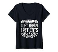 Femme That's What I Do I Lift Heavy I Pet Cats T-Shirt avec Col en V
