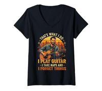 Femme That's What I do I Play Guitar I Take Naps I Forget Things T-Shirt avec Col en V