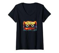 Femme The 80's Cassette Retro Music Nostalgie Fun Throwback T-Shirt avec Col en V
