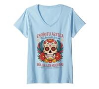 Femme The Ancients Live on - Aztec Spirit Day of The Dead T-Shirt avec Col en V