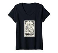 Femme The Architect Carte de Tarot - Architecture Spooky Gothic Witchy T-Shirt avec Col en V