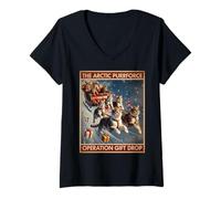 Femme The Arctic Purrforce - Balade Classique en traîneau de Noël pour Chats T-Shirt avec Col en V