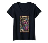 Femme The Astrologer Studying Stars Planets Tarot Antique T-Shirt avec Col en V