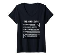 Femme The Auntie Code Cadeau de Noël de Niece Neveu à Tante T-Shirt avec Col en V