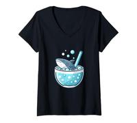 Femme Thé aux Bulles de Requin Baleine T-Shirt avec Col en V