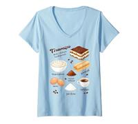 Femme Thé avec Recette de Tiramisu Dolce Italiano Espresso Coffee Tradition T-Shirt avec Col en V