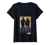 Femme The Avengers Diana Rigg et Patrick Macnee, Duo d'espions rétro T-Shirt avec Col en V