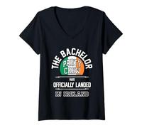 Femme The Bachelor Party Crew has Officially Landed Irlande Flag T-Shirt avec Col en V