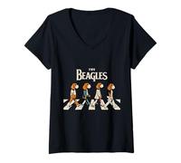 Femme The Beagles Cover Funny Cute Vintage Beagle Dog Lover T-Shirt avec Col en V