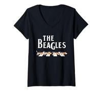 Femme The Beagles Funny Beagle Owner Gift Dog Music Lover Outfit T-Shirt avec Col en V