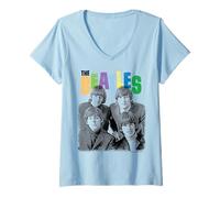 Femme The Beatles - Color Layers Retro Pop Design T-Shirt avec Col en V