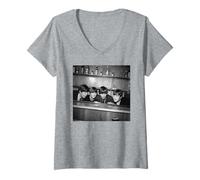 Femme The Beatles Please Please Me Beatlemania Epoque 1963 T-Shirt avec Col en V