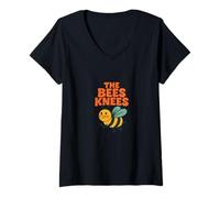 Femme The Bees Knees Funny Bee Pun Printemps Été Buzz T-Shirt avec Col en V