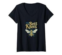 Femme The Bees Knees Funny Bee Pun Printemps Été Buzz T-Shirt avec Col en V