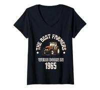Femme The Best Farmers Were Born in 1965 Cadeau d'anniversaire années 60 T-Shirt avec Col en V