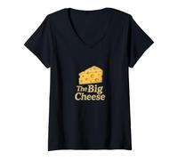 Femme The Big Cheese Fun Bossy Humor Cheese Amateur de fromages T-Shirt avec Col en V