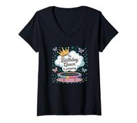 Femme The Birthday Queen is Jumping Trampoline Bounce Party T-Shirt avec Col en V