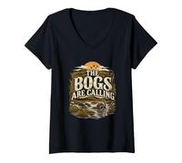 Femme The Bogs are Calling en apnée dans Les tourbières T-Shirt avec Col en V