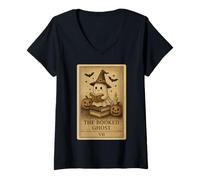 Femme The Booked Ghost Costume d'halloween Classique Style Tarot T-Shirt avec Col en V