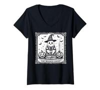 Femme The Booked Ghost Tarot Mignon Halloween Witch T-Shirt avec Col en V