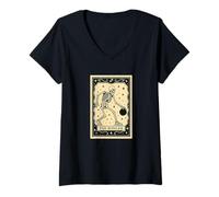 Femme The Bowler Carte de Tarot de Bowling - Bol Effrayant Gothique sorcière T-Shirt avec Col en V