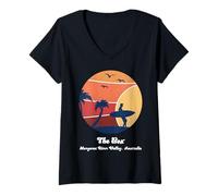 Femme The Box Margaret River Valley Australie Surf Vintage Surf T-Shirt avec Col en V