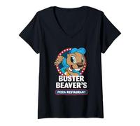 Femme The Boys Buster Beaver's Pizza Restaurant Superhero Show T-Shirt avec Col en V