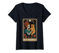 Femme The Bulldog Mom Dog Carte de Tarot Squelette pour la fête des mères T-Shirt avec Col en V