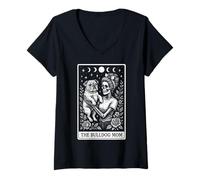 Femme The Bulldog Mom Dog Carte de Tarot Squelette pour la fête des mères T-Shirt avec Col en V