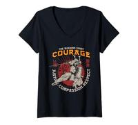 Femme The Bushido Spirit Courage Cool Graphic pour homme T-Shirt avec Col en V