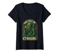 Femme The Call of Cthulhu Humour absurde Terreur Lovecraft Geek T-Shirt avec Col en V