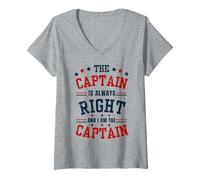 Femme The Captain Is Always Right Bateau à voile T-Shirt avec Col en V